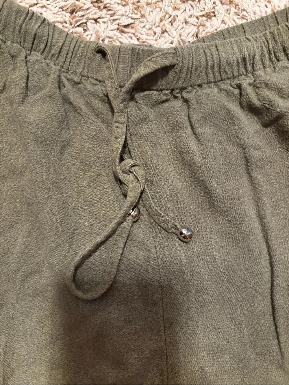 Women’s Olive Green Casual linen Drawstring Pants
